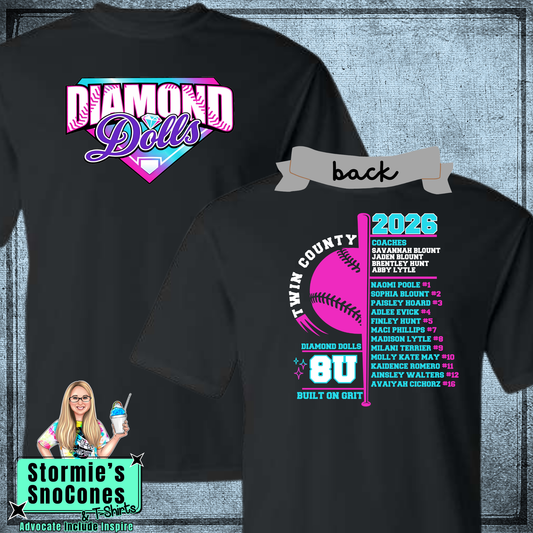 Diamond Dolls 8U Twin County 2026 Black Dry Fit Shirt