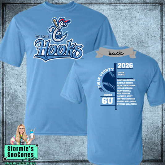Hooks 6U Twin County 2026 Columbia Blue Dry Fit Shirt