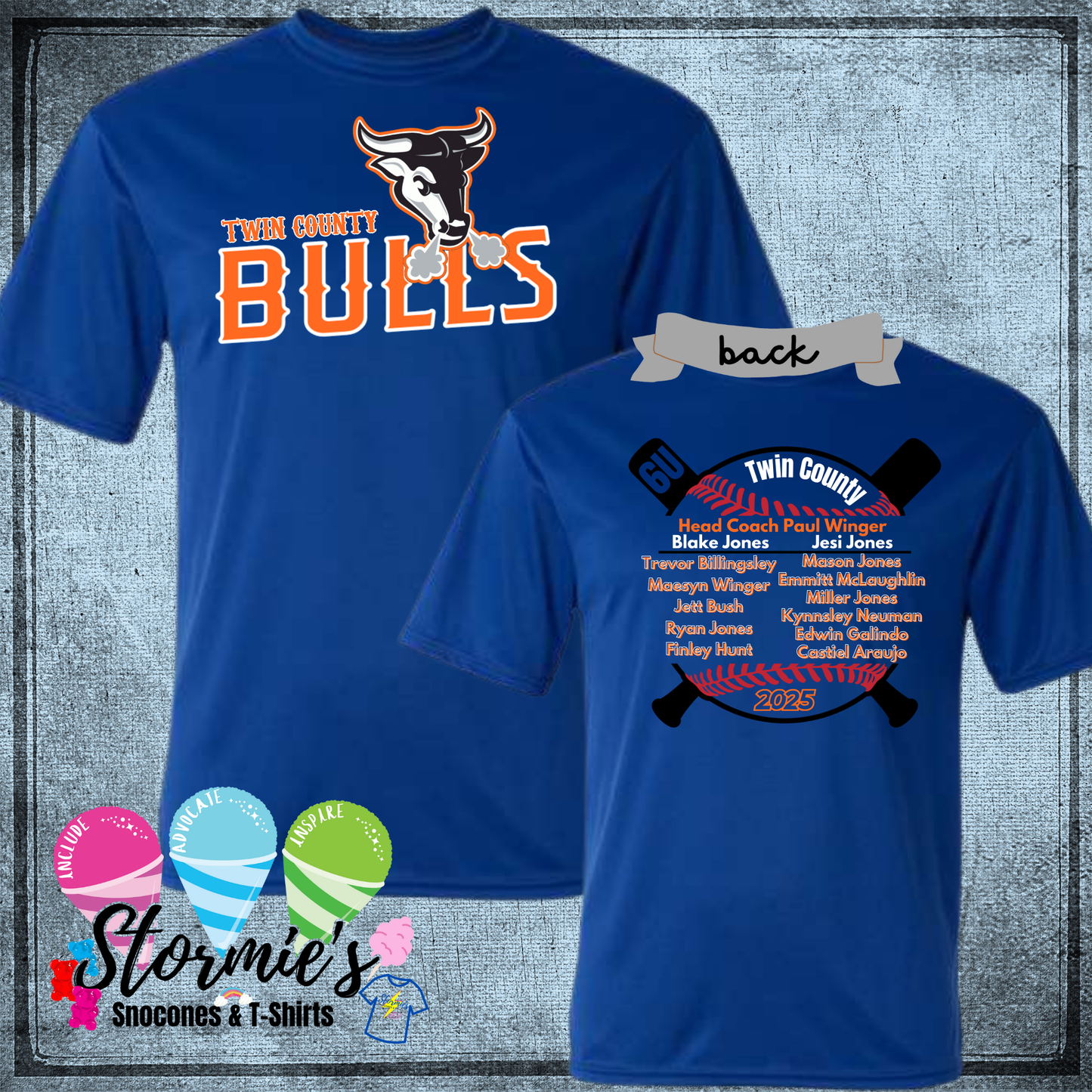 Bulls 6U Twin County 2025 Royal Blue Dry Fit Shirt