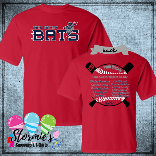 Bats 12U Twin County 2025 Red Dry Fit Shirt