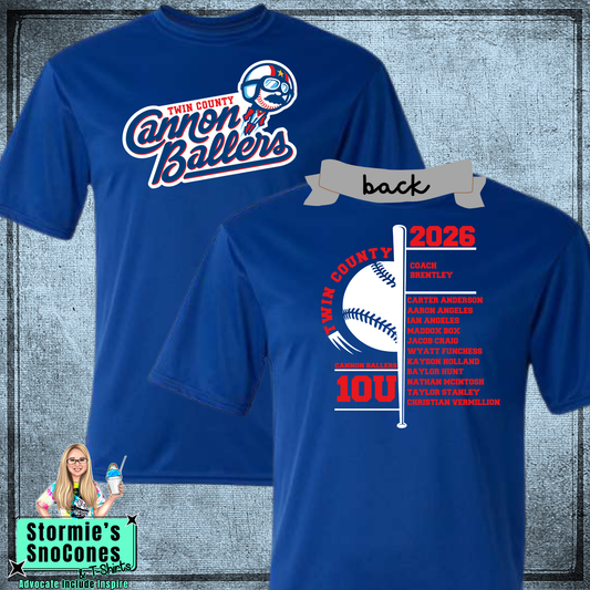 Cannon Ballers 10U Twin County 2026 Royal Blue Dry Fit Shirt