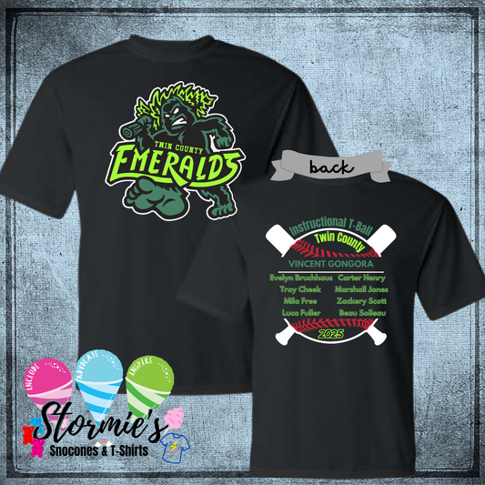 Emeralds Instructional T-Ball Twin County 2025 Black Dry Fit Shirt