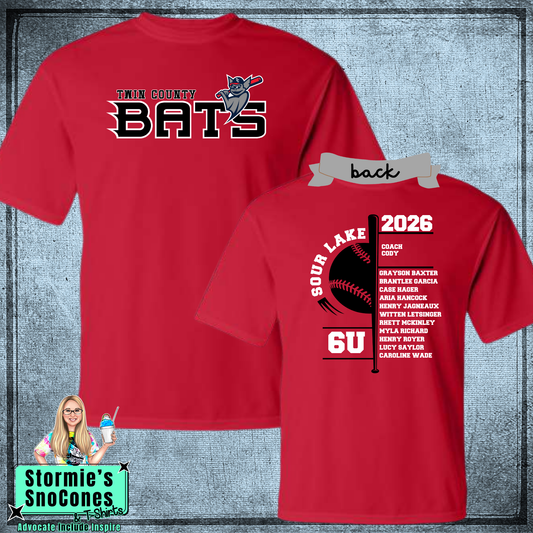 Bats 6U Twin County 2026 Red Dry Fit Shirt