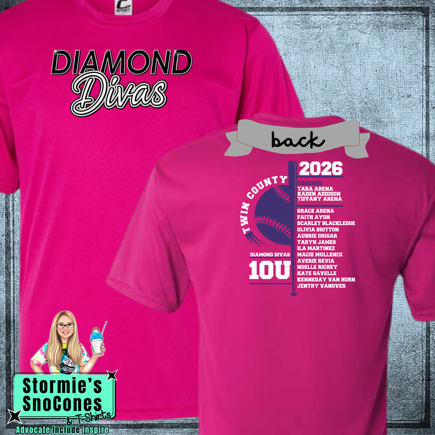 Diamond Divas 10U Twin County 2026 Pink Dry Fit Shirt