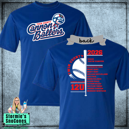 Cannon Ballers 12U Twin County 2026 Royal Blue Dry Fit Shirt