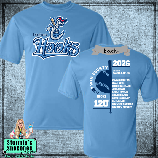 Hooks 12U Twin County 2026 Columbia Blue Dry Fit Shirt
