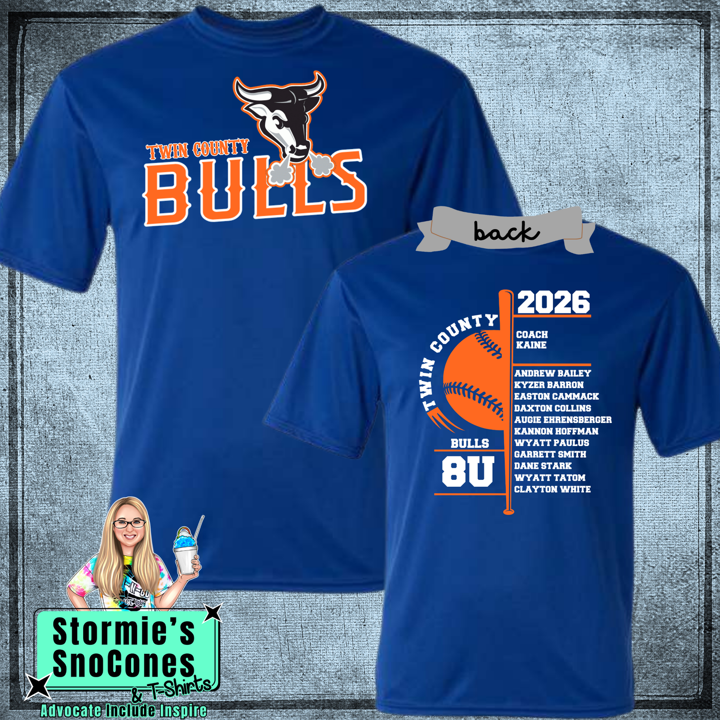 Bulls 8U Twin County 2026 Royal Blue Dry Fit Shirt