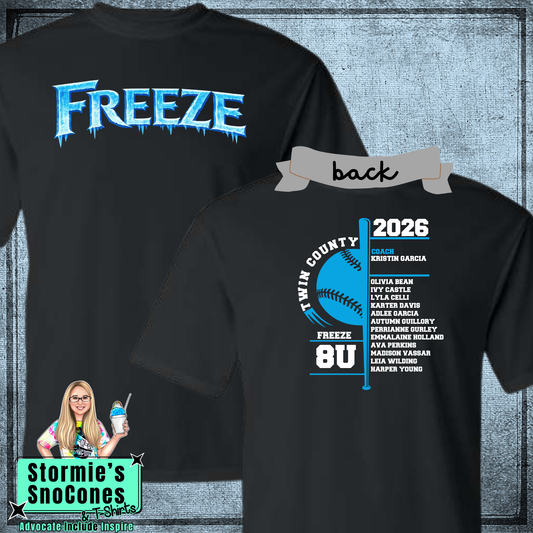 Freeze 8U Twin County 2026 Black Dry Fit Shirt