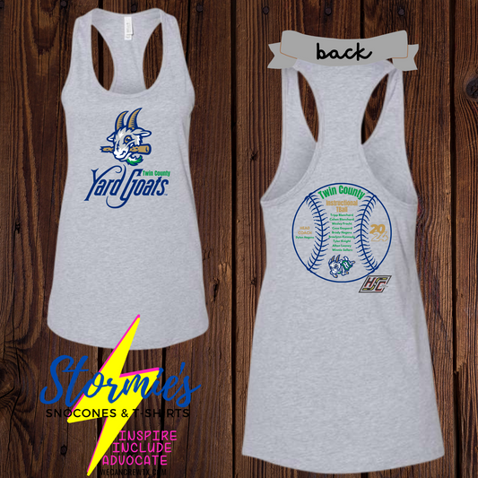 Yard Goats Twin County Instructional Tball 2024 Bella Racer Back Tank Top