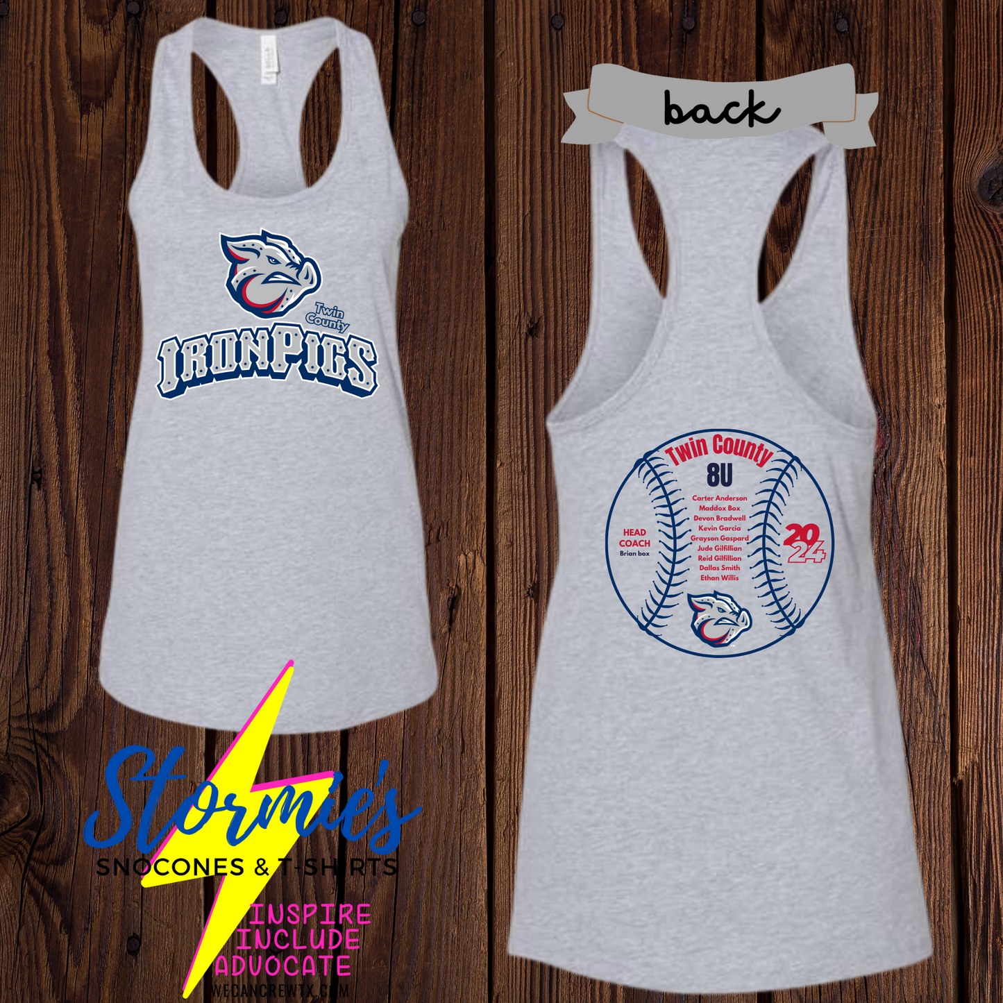 Iron pigs 8U 2024 Bella Racer Back Tank Top