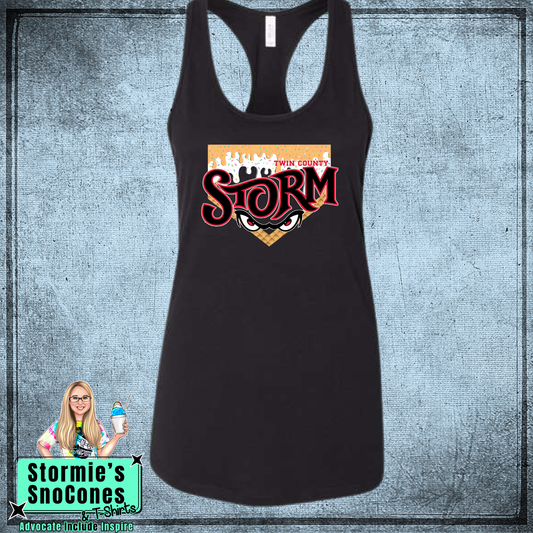 Storm Baseball Drip Bella Racer Back Black Tank Top