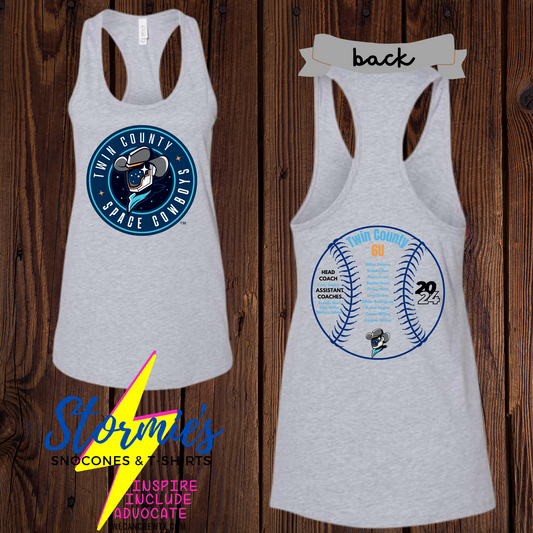 Space Cowboys 6U Twin County 2024 Bella Racer Back Tank Top