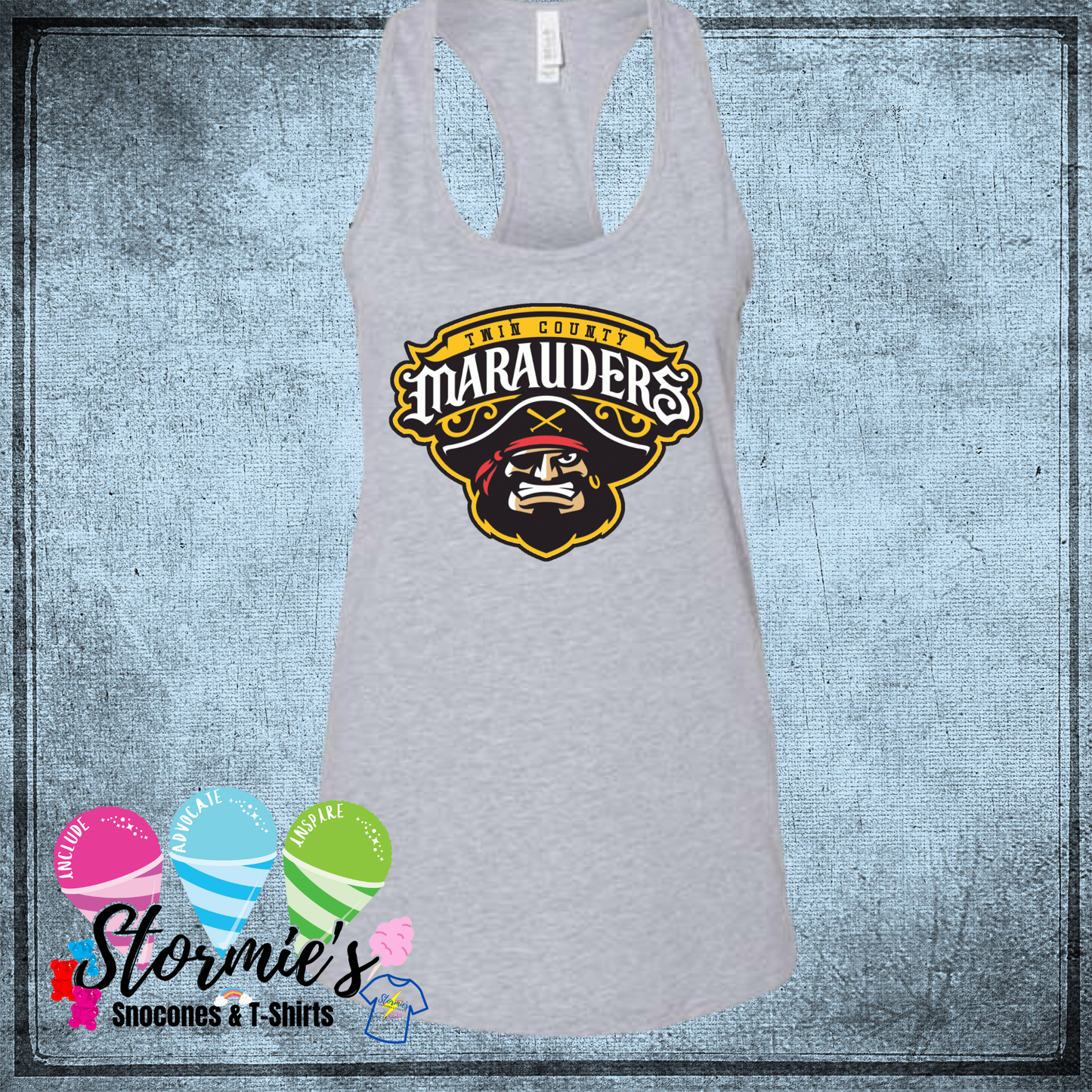 Marauders Twin County 2025 Bella Racer Back Gray Tank Top