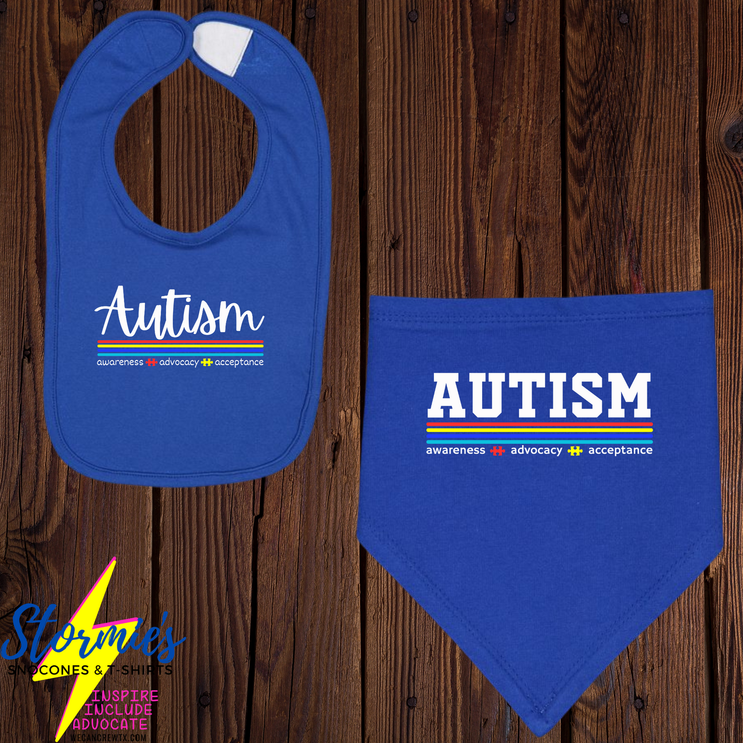 Autism Awareness Advocacy Acceptance Royal Blue Baby Bib