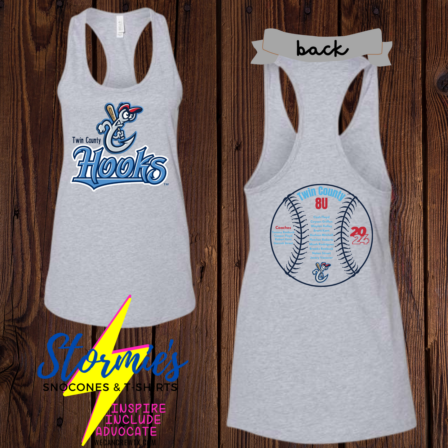 Hooks 8U Twin County 2024 Bella Racer Back Tank Top