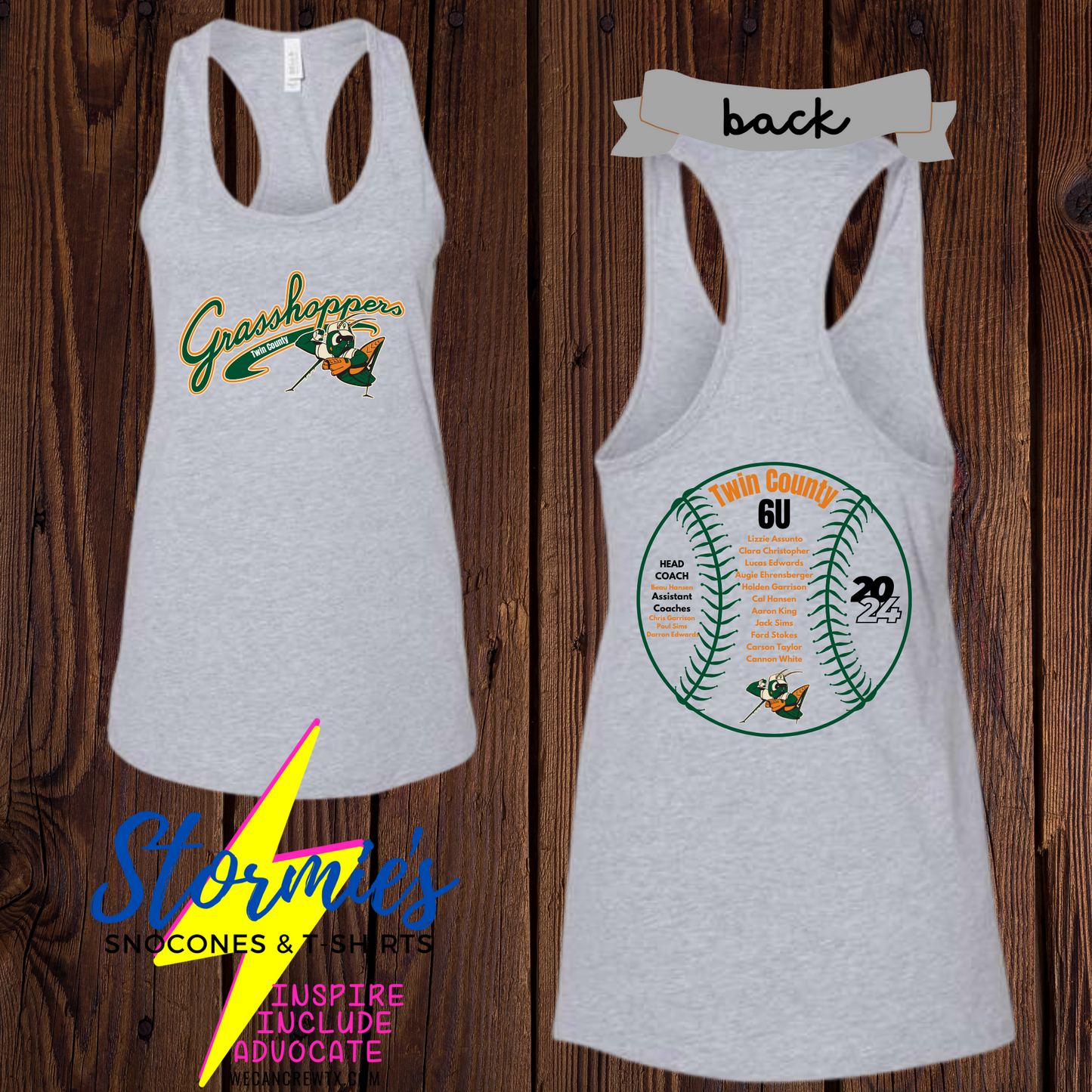 Grasshoppers 6U Twin County 2024 Bella Racer Back Tank Top