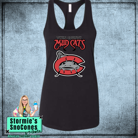 Mudcats Bella Racer Back Black Tank Top