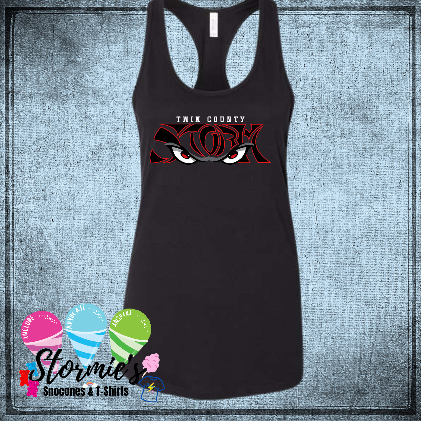 Storm Twin County 2025 Bella Racer Back Black Tank Top