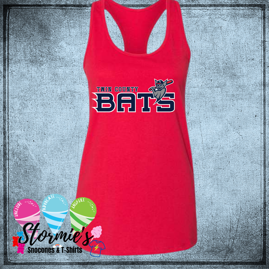 Bats Twin County 2025 Bella Racer Back Red Tank Top