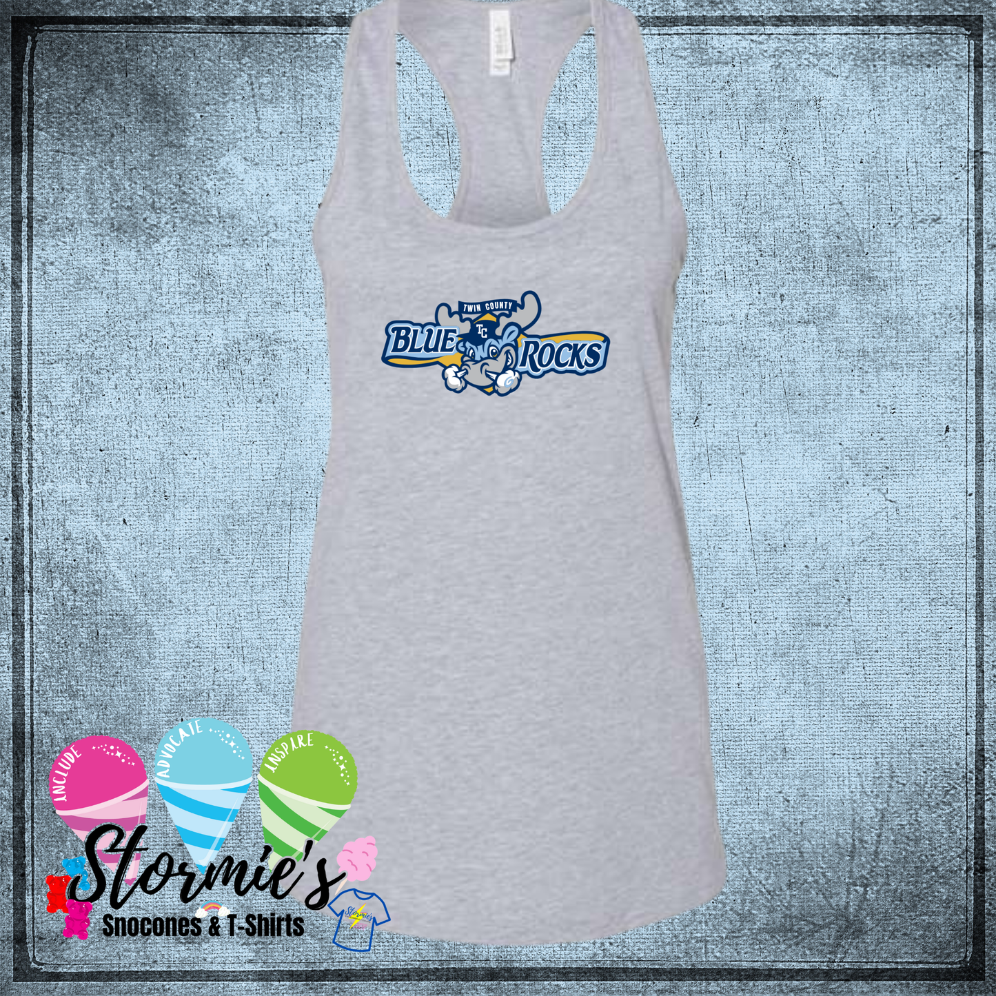 Blue Rocks Twin County 2025 Bella Racer Back Gray Tank Top