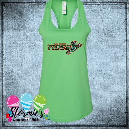 Tides Twin County 2025 Bella Racer Back Green Tank Top