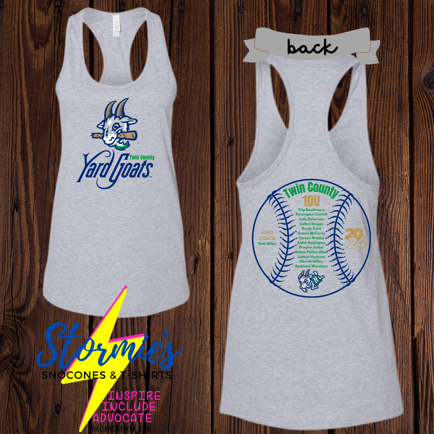 Yard Goats Twin County 10U  2024 Bella Racer Back Tank Top