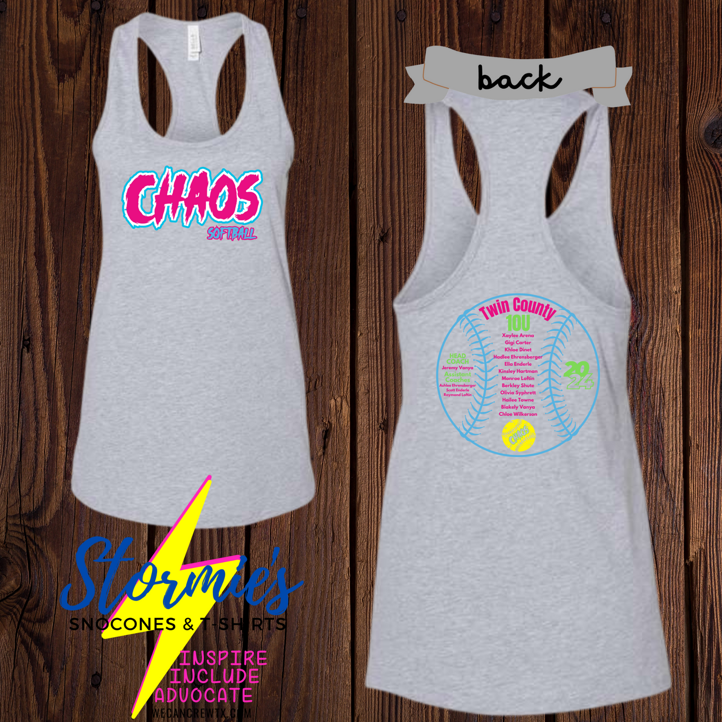 Chaos 10U Twin County 2024 Bella Racer Back Tank Top