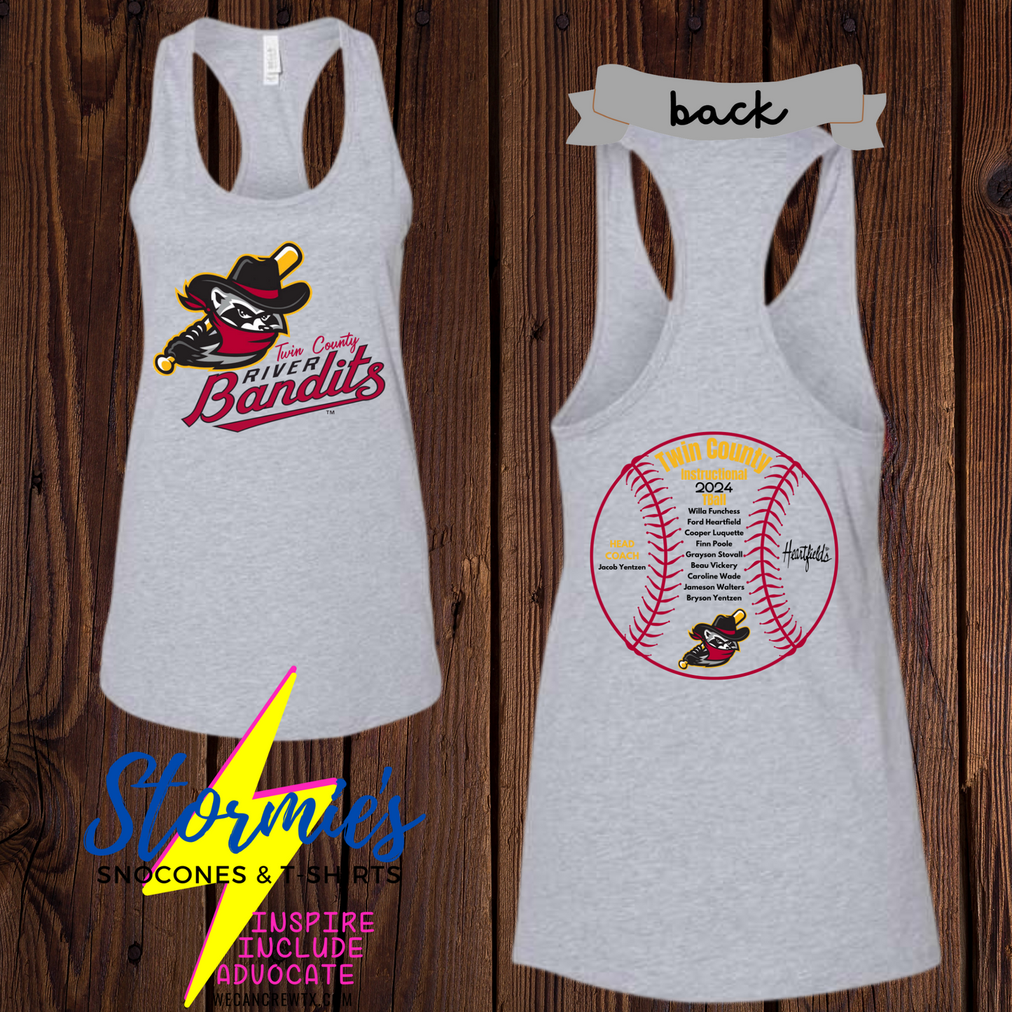 River Bandits Twin County Instructional Tball 2024 Bella Racer Back Tank Top