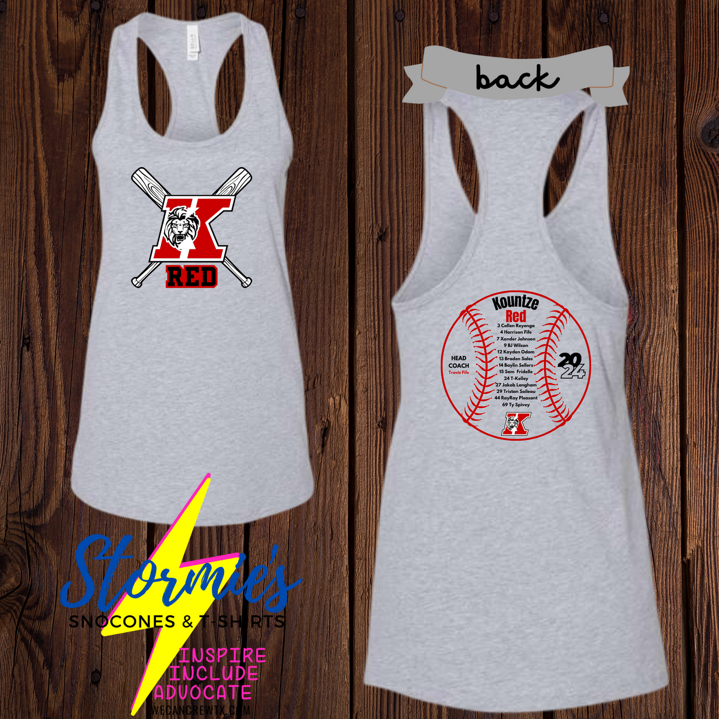 Kountze Red 2024 Baseball Bella Racer Back Tank Top