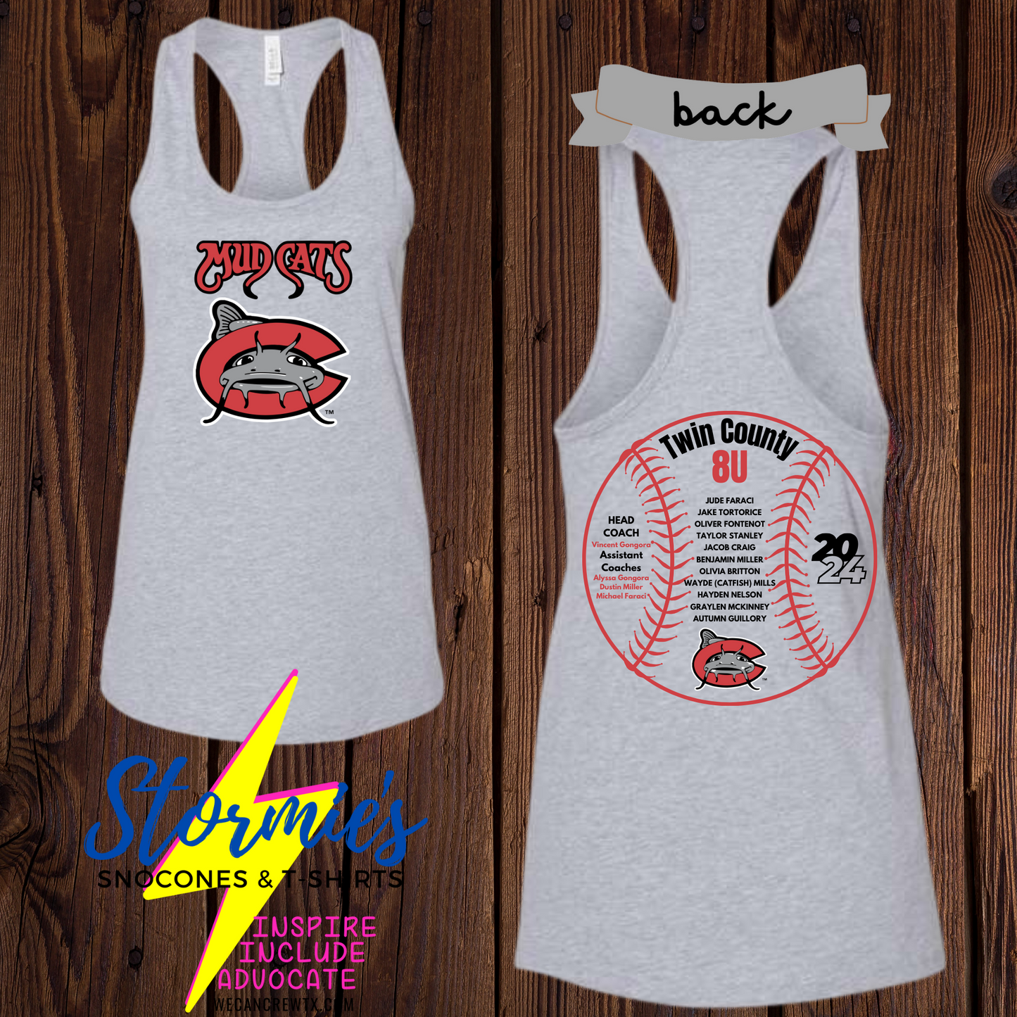 Mudcats 8U Twin County 2024 Baseball Bella Racer Back Tank Top