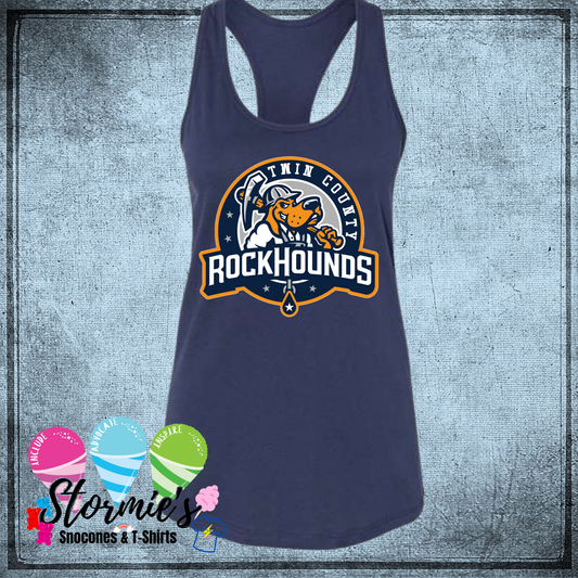 Rock Hounds Twin County 2025 Bella Racer Back Navy Tank Top