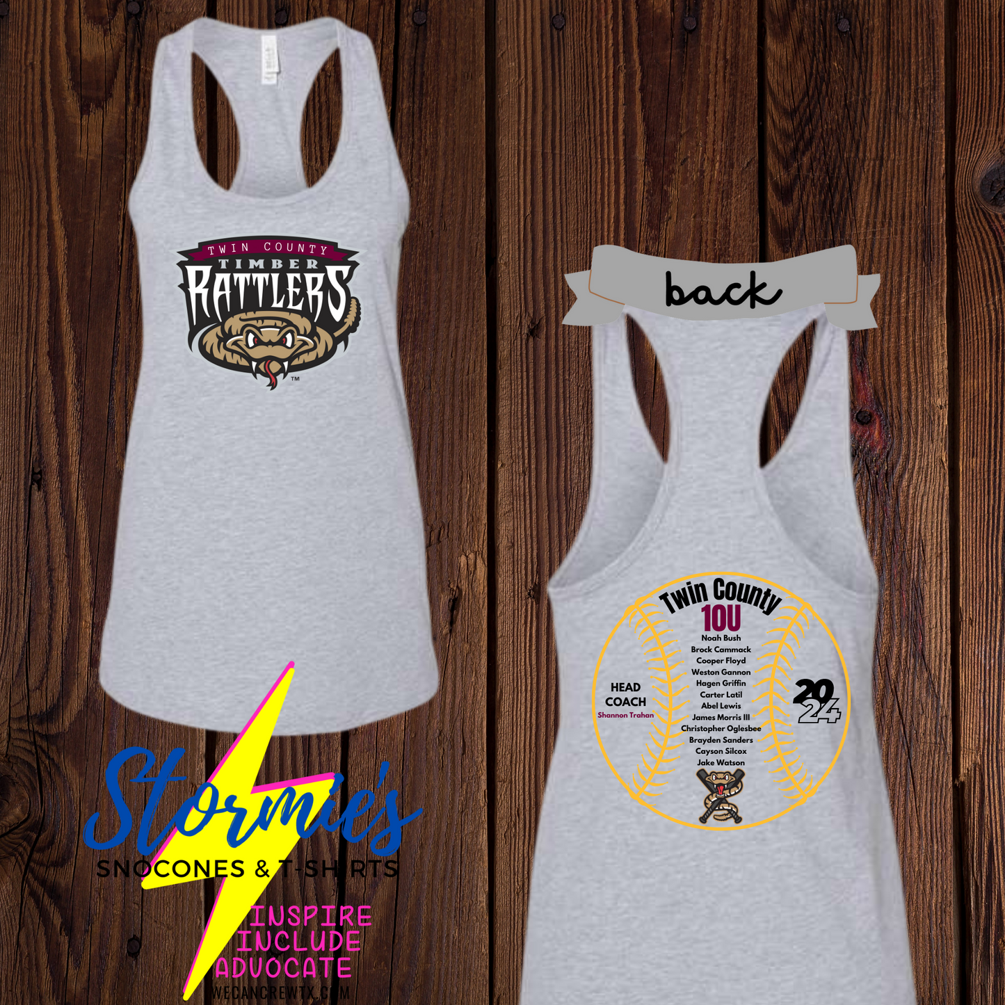 Timber Rattlers Twin County 10U 2024 Bella Racer Back Tank Top