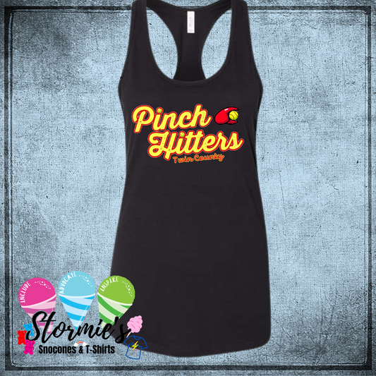 Pinch Hitters Softball Twin County 2025 Bella Racer Back Black Tank Top