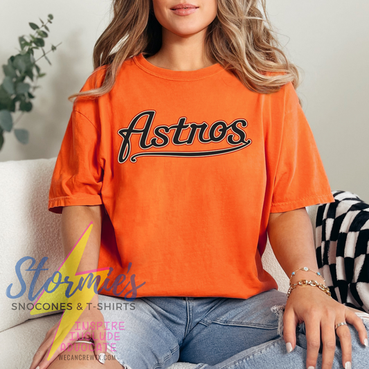 Houston Astros Cursive Underline Burnt Orange Comfort Colors Shirt