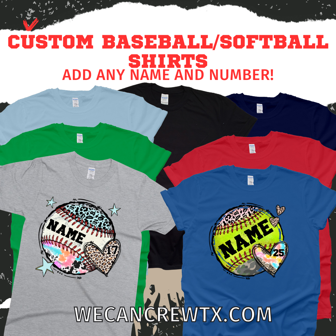 Custom Baseball Softball Shirt with Your Name and Number