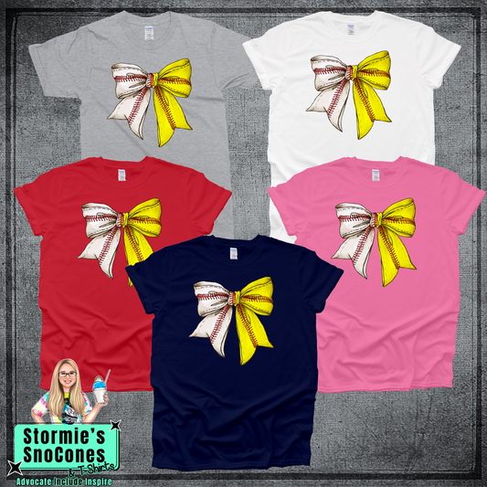 Baseball Softball Bow Tshirt