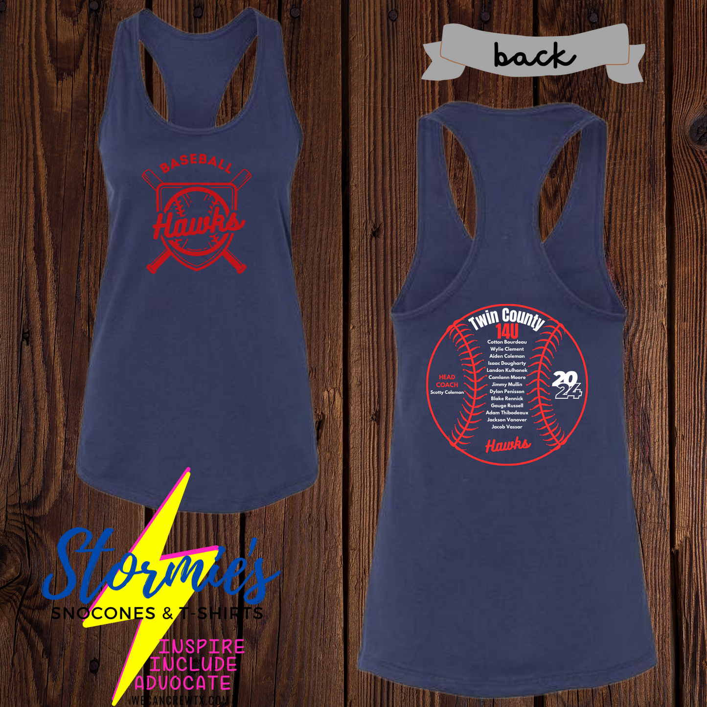 Hawks 14U Baseball Bella Racer Back Tank Top