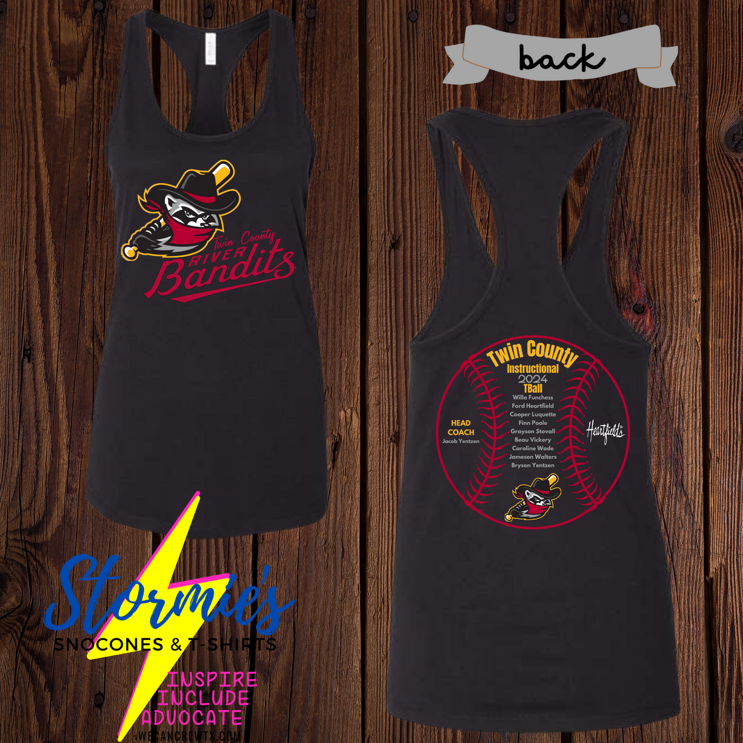 River Bandits Twin County Instructional Tball 2024 Bella Racer Back Tank Top