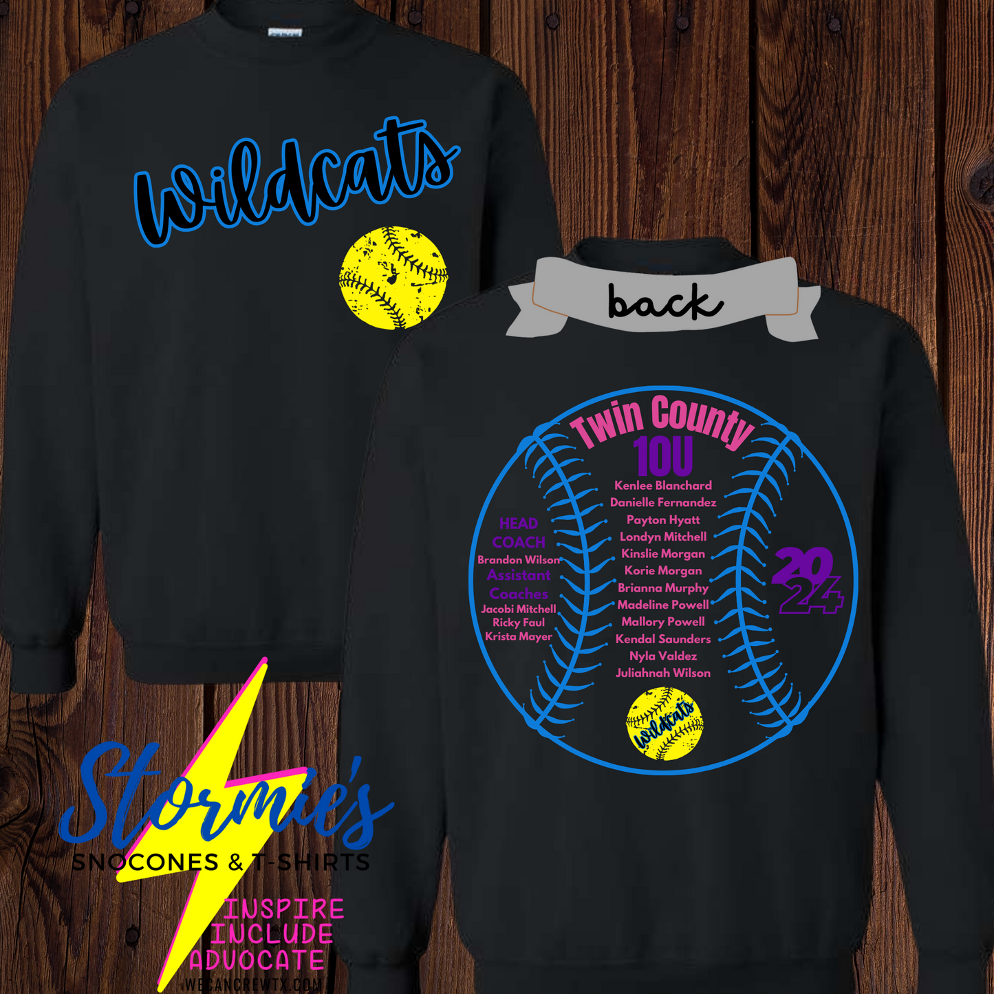 Wildcats 10U 2024 - Black Sweatshirt & Hoodie & Long Sleeve Shirt 2023-24