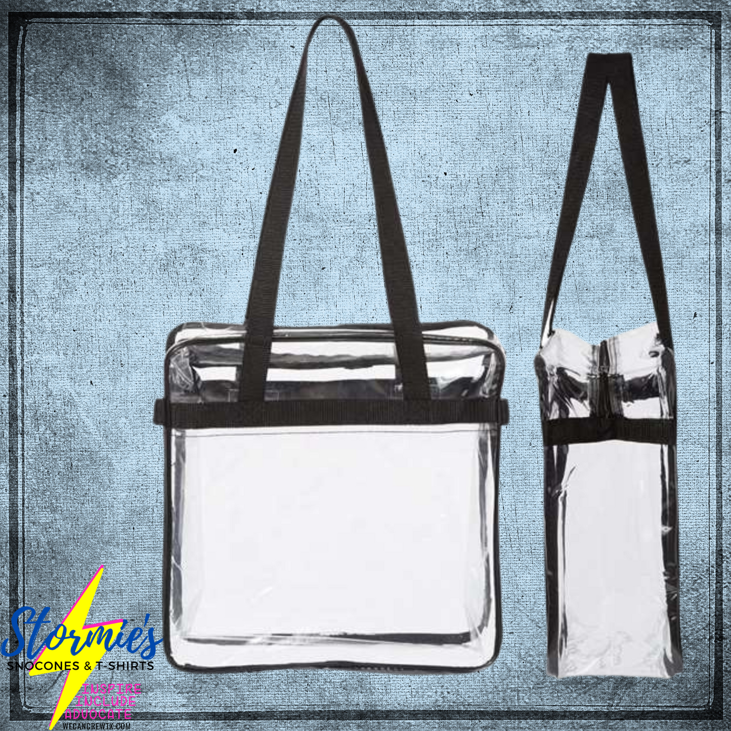 Clear Tote with Zippered Top Clear Bag 12in