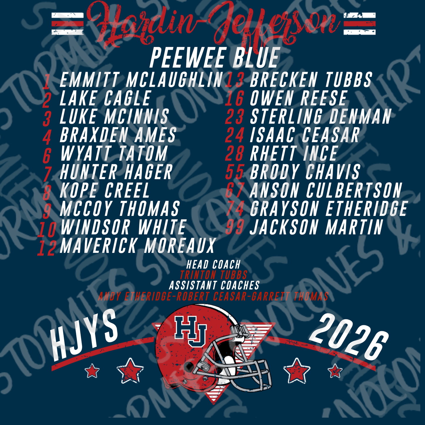 Hardin Jefferson Hawks HJYS Football 2026 Shirt - PEEWEE BLUE FOOTBALL