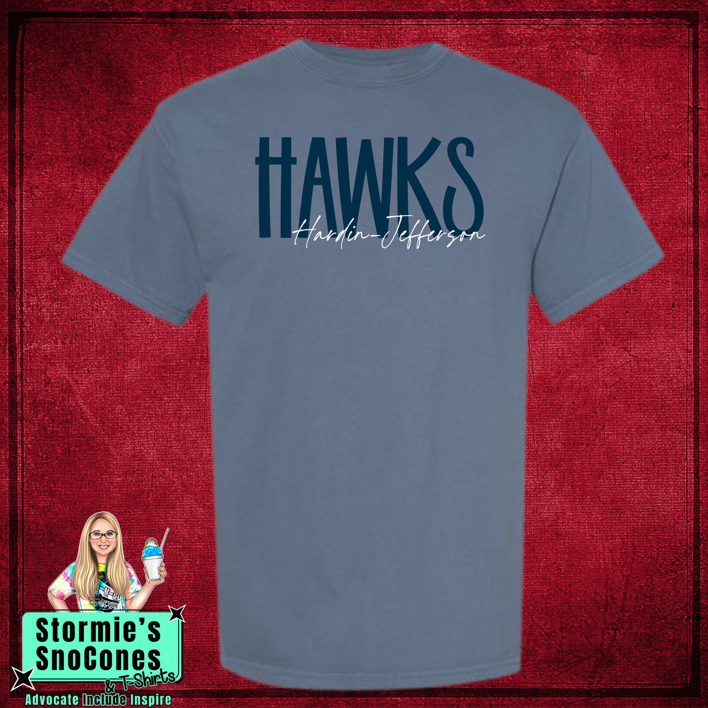 Hawks HJ Comfort Colors Adult Shirt - Blue Jean Comfort Colors Youth Shirt