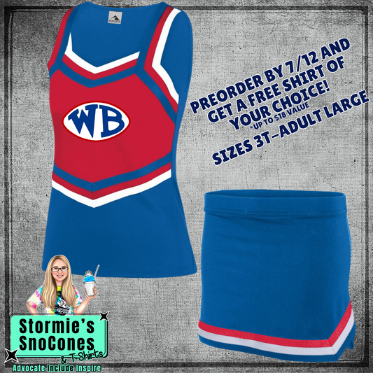 West Brook Bruins Custom Blue Red Cheer Outfit 2026 Preorder