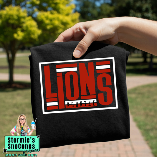 Kountze Lions Lines Stacked Black Gildan Dryfit Comfort Colors Tultex Shirt
