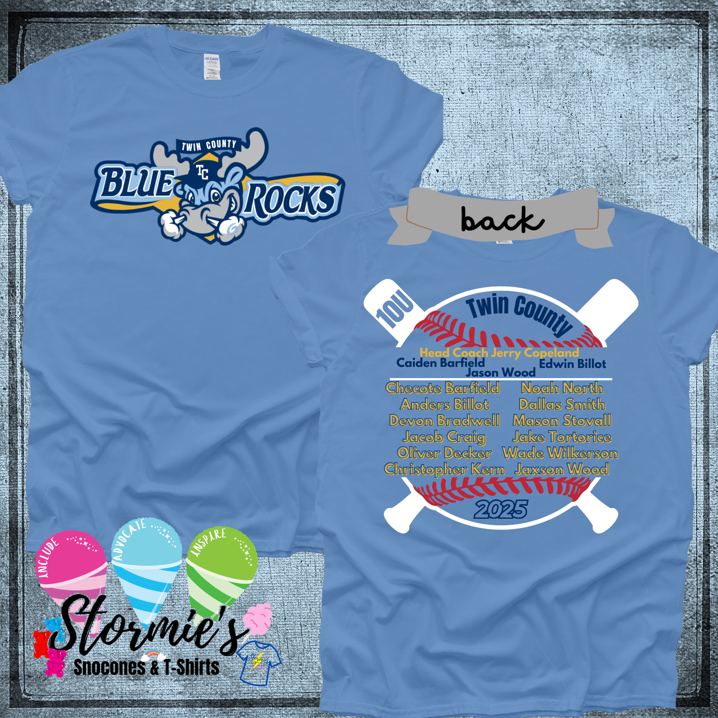 Blue Rocks 10U Twin County 2025 Columbia Blue Shirt