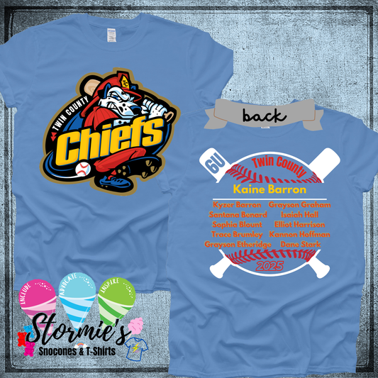 Chiefs 6U Twin County 2025 Columbia Blue Shirt