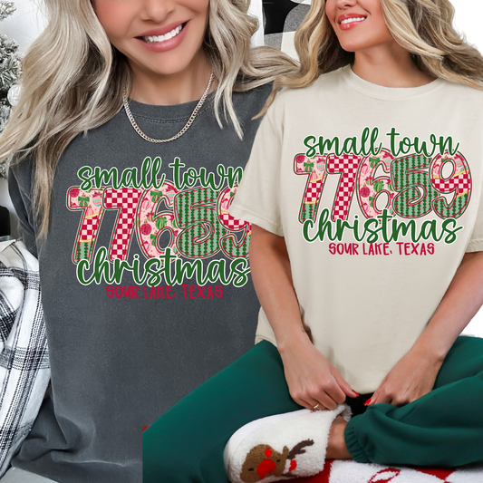 Small Town Christmas Custom Zipcode Town Name Shirt