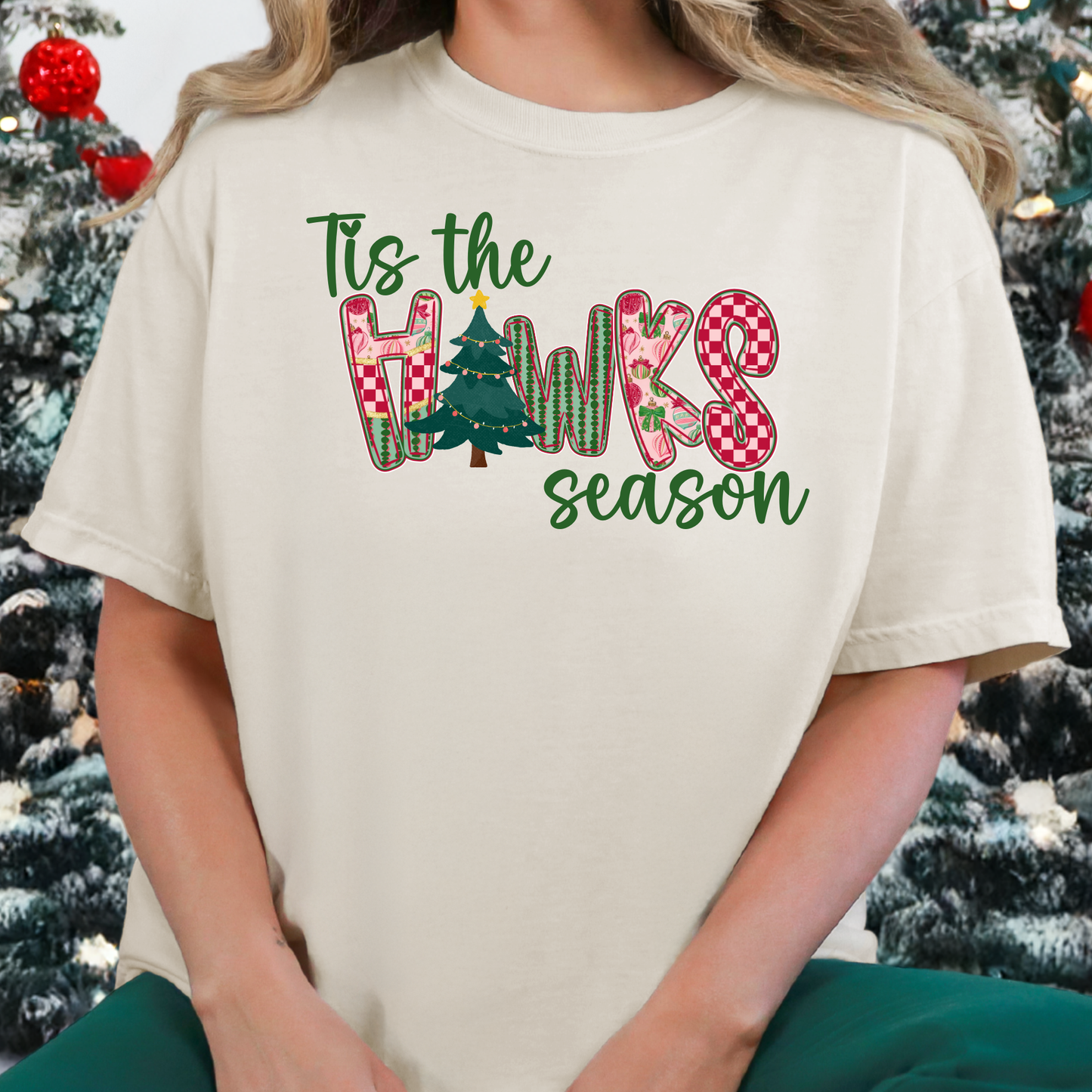 Tis The Hawks Season Christmas Gildan Comfort Colors Bella Canvas Shirt