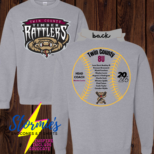 Timber Rattlers Twin County 8U 2024 - Sweatshirt & Hoodie & Long Sleeve Shirt 2023-24