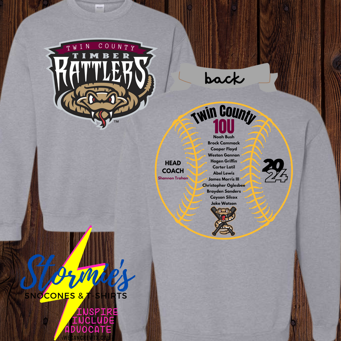 Timber Rattlers Twin County 10U 2024 - Sweatshirt & Hoodie & Long Sleeve Shirt 2023-24